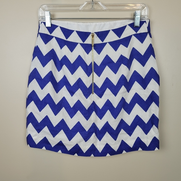 Kate Spade Blue/White Chevron Linen Skirt size 6 - Picture 5 of 7